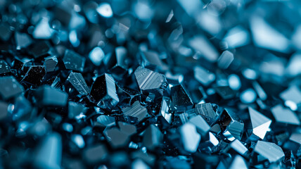 Closeup of a textured osmium plate dark blue grey with a crystalline structure 