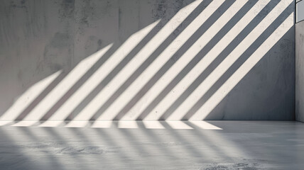 Poster - Isolated wall with light creating crisscrossing lines modern design empty space for text light gray tones 