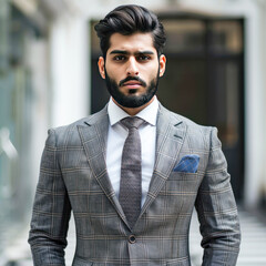 Wall Mural - young indian businessman standing confidently