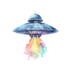 abstract color silhouette of ufo vector illustration in watercolor style