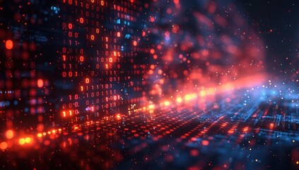 Poster - Abstract Digital Landscape with Binary Code