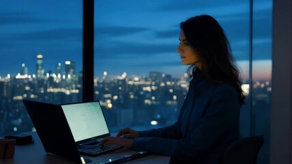 Wall Mural - a youthful, attractive woman who works late hours at the office