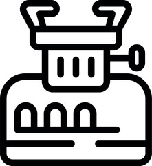 Aufkleber - Black and white icon of a portable camping stove burning gas