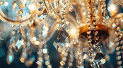 Wall Mural - close up of a stunning crystal chandelier with space for text