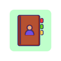 Poster - Address book line icon. Contact list, organizer, bookmark, avatar. Office concept. Can be used for topics like directory, email box, app design