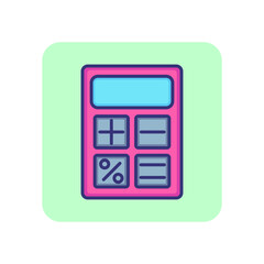 Poster - Calculator clip line icon. Accounting, tool, equipment. Office supply concept. Can be used for topics like stationary, math, finance, calculation