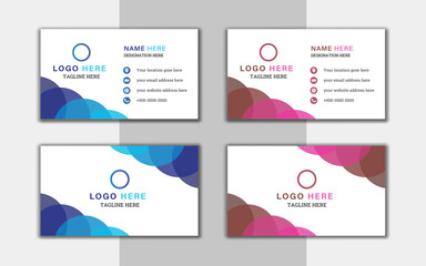  Set of Double-sided creative modern business card template design .Professional and simple corporate business card design for personal identity stock illustrator. Horizontal layout-Vector.
