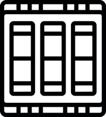 Poster - Simple black and white icon of a film strip showing three blank movie frames
