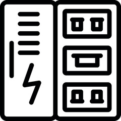 Poster - Line art icon of an electrical control panel, emphasizing safety and electrical engineering concepts