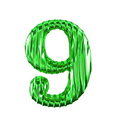 Wall Mural - Fluted green symbol. number 9