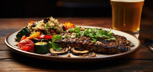 Contrasting Meal Choices: Greasy Pizza Slice vs. Healthy Quinoa and Grilled Vegetables