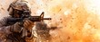 © ธนากร บัวพรหม - A modern engagement with durable military ordnance, troops in an urban warfare scenario, realistic style, highdefinition, dynamic action