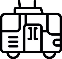 Poster - Line art icon of a modern electric city bus, promoting sustainable urban transportation