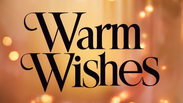 A close up of a text that says warm wishes, AI