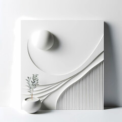 Poster - Minimalist decor of White Paper Texture with a potted plant on white background