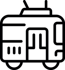 Poster - line art icon of a trolleybus waiting with its doors open for passengers to board