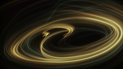 Wall Mural - looped mesmerizing 3d animation of dynamic abstract background with glowing lines, rope-like, yellow