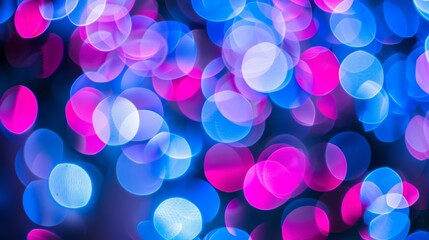 Wall Mural - Vibrant bokeh lights background in blue and pink hues