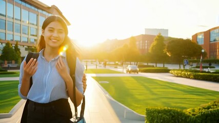 Asian College Student Walking to Class Generative AI