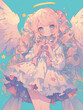 © io - 手でハートの形を作る可愛い天使の女の子