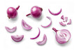 © Miquel - Whole and cut red onions isolated on white or transparent background