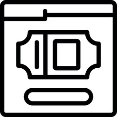 Poster - Simple icon of an online ticket purchase website with a ticket icon and a button