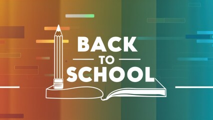 Poster - A back to school sign with a pencil and book on it, AI