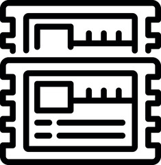 Poster - Black outline icon representing ram memory modules, essential components for computer performance