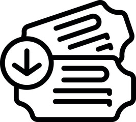 Poster - This icon represents the process of downloading tickets, ideal for websites and apps related to travel and entertainment