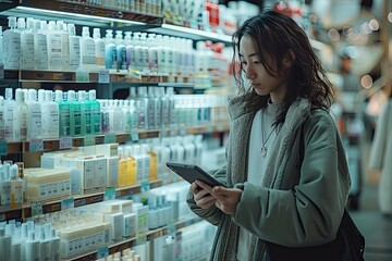 Wall Mural - Person making an online purchase on a tablet