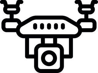 Poster - Drone flying and recording a video footage, simple black and white icon