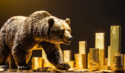 Wall Mural - bear market is coming. bear Panic on the financial market