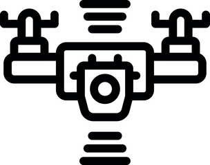 Poster - Simple black and white line icon of a drone flying and taking a photo