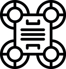 Poster - Simple black and white icon of a drone delivering a package