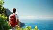© MAY - A backpacker walking on a scenic hiking trail, enjoying the freedom and adventure of independent travel.