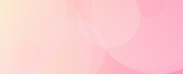 Wall Mural - Minimalist banner background, pastel colorful, pink and yellow gradations. Circle effect style geometric, abstract background.