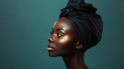 striking studio portrait of regal african woman exuding confidence and grace impeccable lighting accentuates flawless skin and captivating features celebrating natural beauty