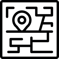 Poster - Line icon of a digital map with a location pin showing the current position