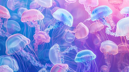 Wall Mural - Jellyfish pattern background  