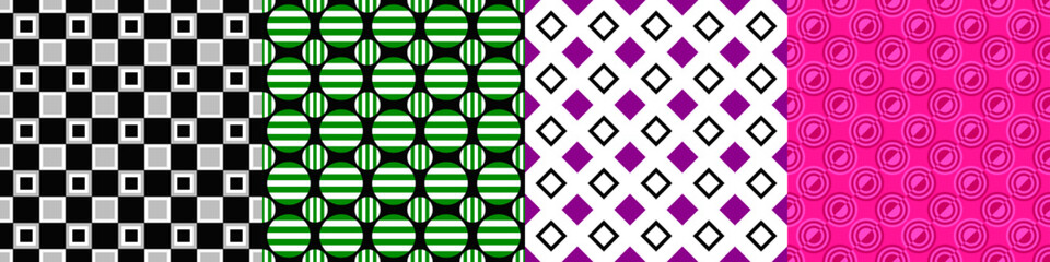 Poster - Seamless geometric threetone pattern set