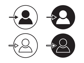 Poster - Account login icon set. Account member access symbol in black, in black filled and outlined style.