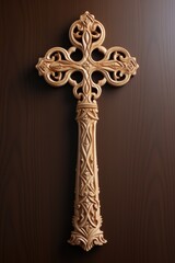 Wall Mural - Wooden Christian Cross. Hope, concepts of faith and religion. Light shading of t, generative IA