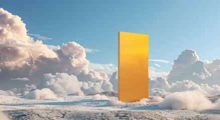 Wall Mural - Golden Monolith in a Snowy Landscape