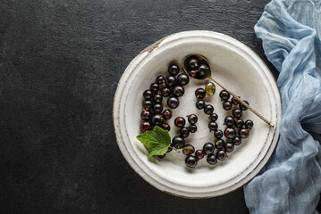 Wall Mural - black currant on a light plate