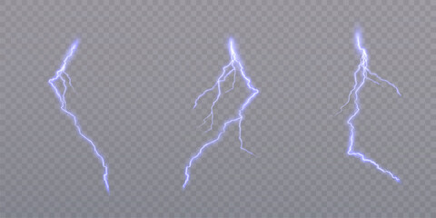 Poster - Lightning. Thunderstorm, realistic lightning. Magical and vibrant light effects for web design and illustrations Adobe Illustrator Artwork