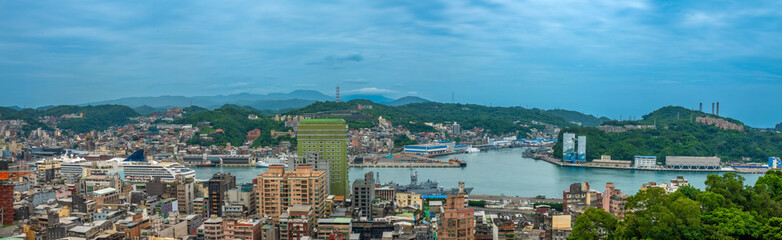 Wall Mural - View of city and harbor of Keelung, Zhongzheng Park, Taiwan