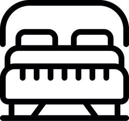 Poster - Simple black and white icon of a double bed with canopy, perfect for apps and websites