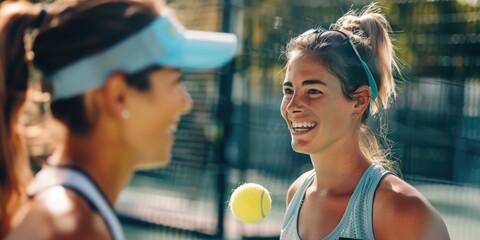 Woman holding tennis ball and racket, ready for game