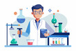 © Aidesignhub - Doctors Research Medicine, Medicine research concept, doctors study medicine, Flat vector illustration. Medical laboratories make pharmaceutical test by chemistry science.