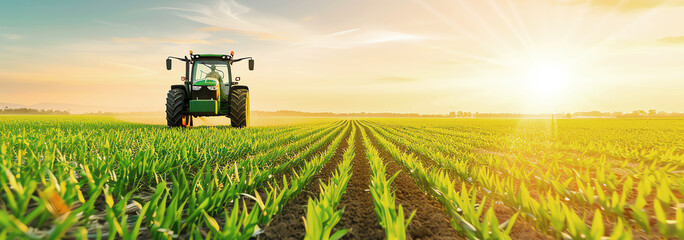 Canvas Print - tractor in a field, AI generated